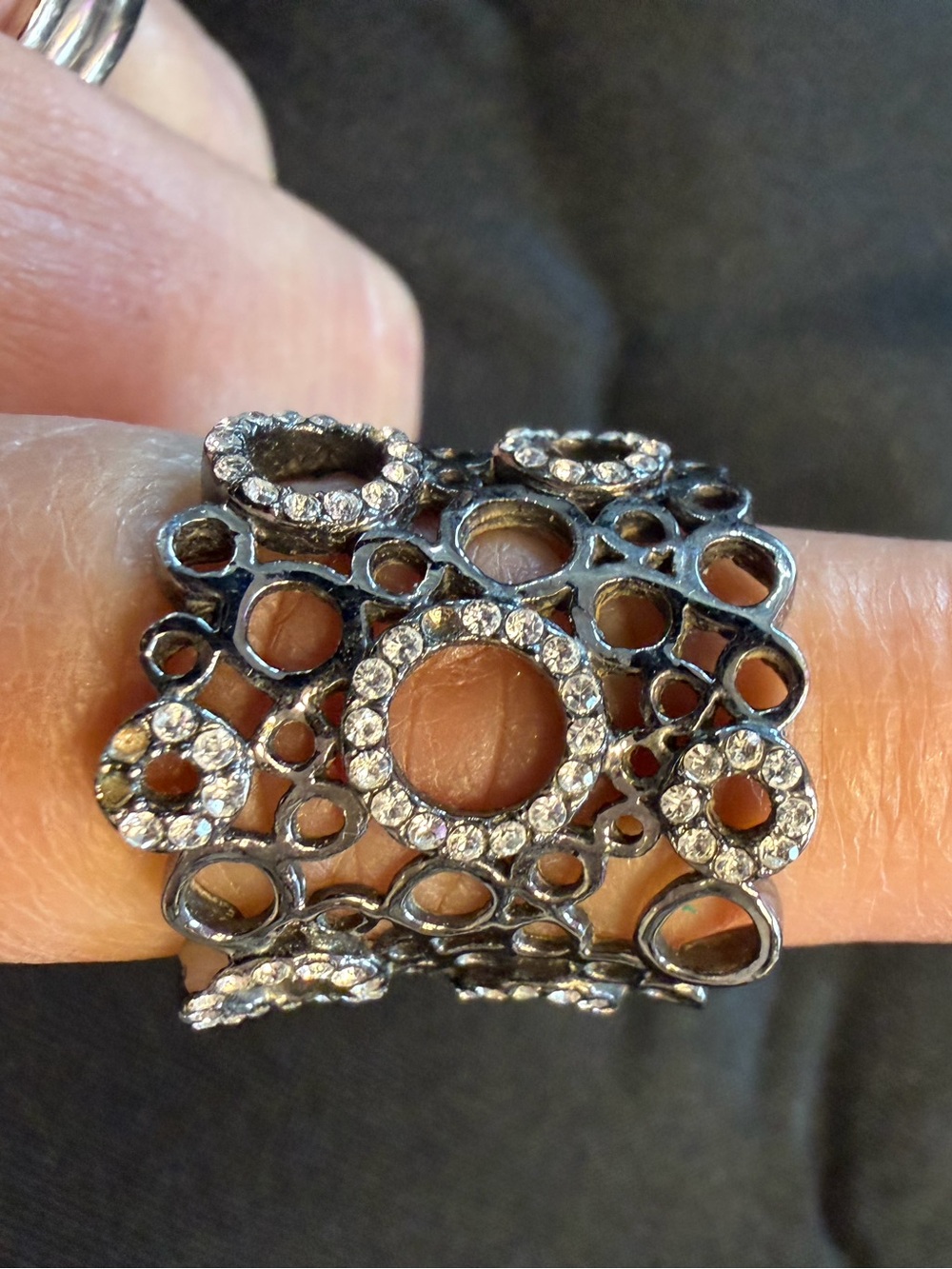 Park Lane Ovation Ring Hematite Crystal Wide Band Retired Orig. $58